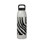 Black Zebra Print Pattern. Reusable Water Bottle