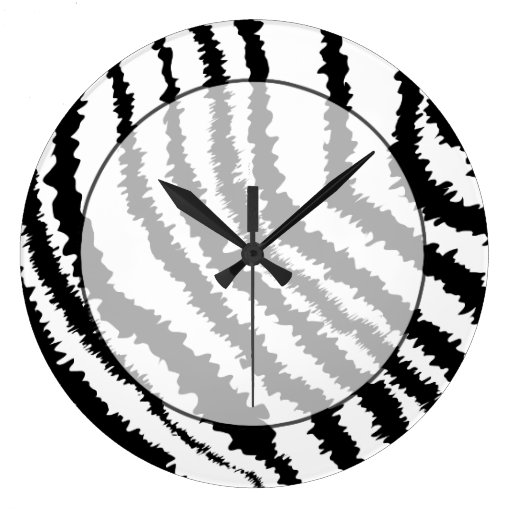 Black Zebra Print Pattern. Round Wallclock