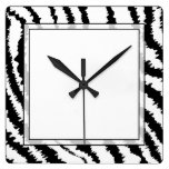 Black Zebra Print Pattern. Square Wallclock