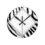 Black Zebra Print Pattern. Wallclocks