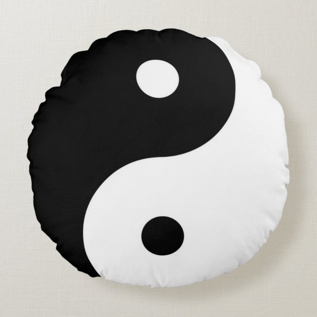 blackandwhite zen yin-yang symbol round pillow