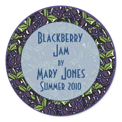 Blackberry Jam or Blackberry Preserves Label Round Sticker