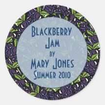 Blackberry Jam or Blackberry Preserves Label Round Sticker