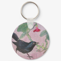 Blackbird and Nasturtiums keychains