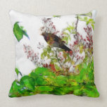 Blackbird and Rosehips Design Cushion pillows
