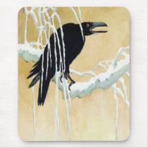 Blackbird in Snow, Ikeda Koson Mouse Pad