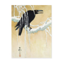 Blackbird in Snow, Ikeda Koson Post Cards