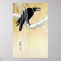 Blackbird in Snow, Ikeda Koson Posters