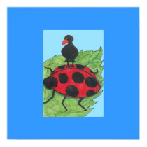 Blackbird on Ladybird's back posters