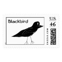 Blackbird Postage Stamp (White)