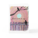 Blackbirds on Fence Sunset Moon Missing You cards