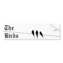 Blackbirds Silhouette on Wire Bumper Stickers