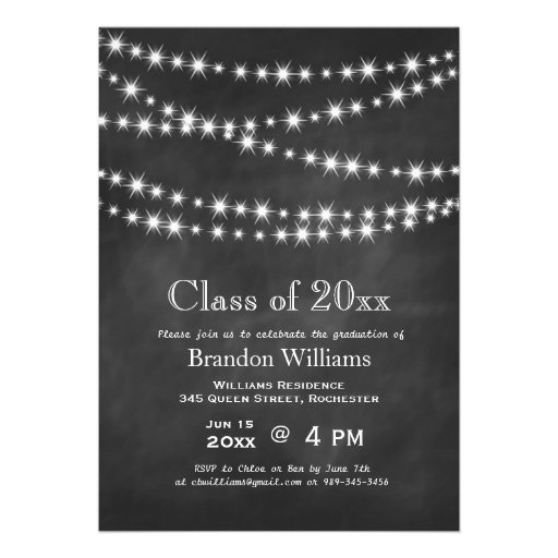 Blackboard Party Lights Graduation Invitation