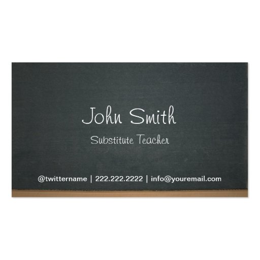 Blackboard Substitute Teacher Business Card (front side)
