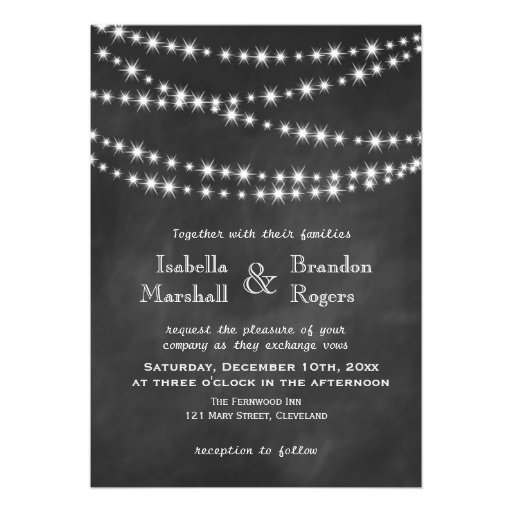 Blackboard Twinkle Lights Wedding Invitation 2