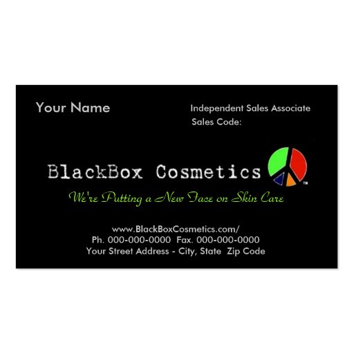 BlackBox Cosmetics, Independent Sales Associ... Business Cards (front side)