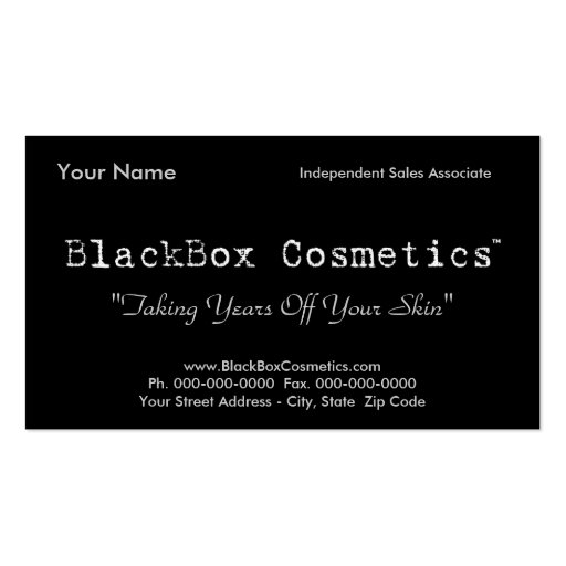 BlackBox Cosmetics, Independent Sales Associ... Business Card Template (front side)