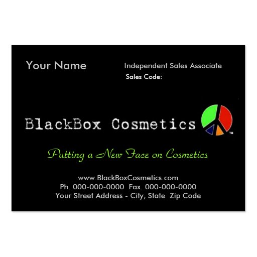 BlackBox Cosmetics, Independent Sales Associ... Business Cards (front side)