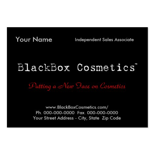 BlackBox Cosmetics, Independent Sales Associ... Business Card Templates (front side)