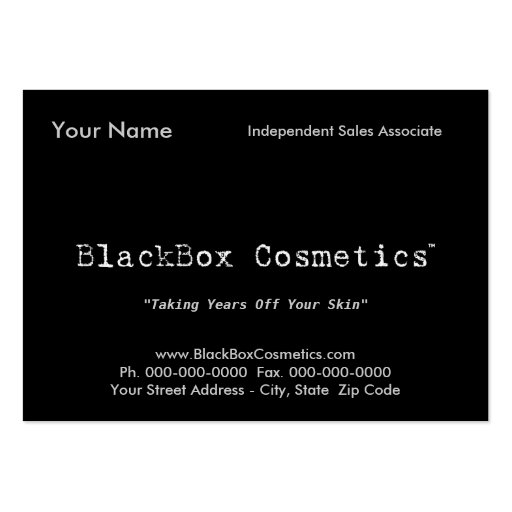 BlackBox Cosmetics, Independent Sales Associ... Business Card (front side)