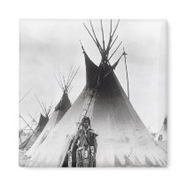 Blackfoot Brave, near Calgary, Alberta, 1889 Fridge Magnets