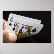 Blackjack Hand - Ace and Queen Poster