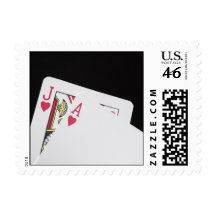 Blackjack Hand - Jack and Ace Postage Stamp