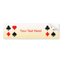 Blackjack / Poker Card Suits: Bumper Sticker