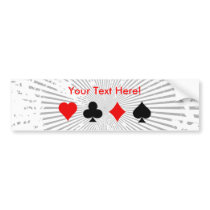 Blackjack / Poker Card Suits: Bumper Sticker