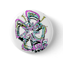 Blacklight / Neon Splash Abstract Celtic Cross Button