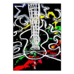 Blacklight / Neon Splash Flaming Guitar on Highway Cards
