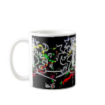 Blacklight / Neon Splash Flaming Guitar on Highway Mugs