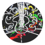 Blacklight / Neon Splash Flaming Guitar on Highway stickers