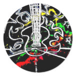 Blacklight / Neon Splash Flaming Guitar on Highway stickers