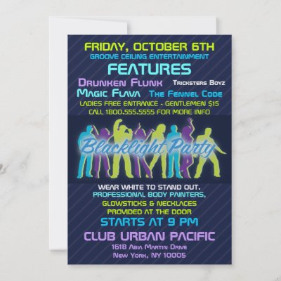 Blacklight Party on Blacklight Party Invitation From Zazzle Com