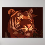Blacklight Tiger Face Print Poster