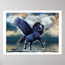 pegasus, wings, flight, fable, horse, magic, fantasy, fairytale, creature, myth, mythology, stallion, equine, equus, steed, animal, mount, wild, beast, beautiful, beauty, charger, power, glow, pegasi, Poster with custom graphic design