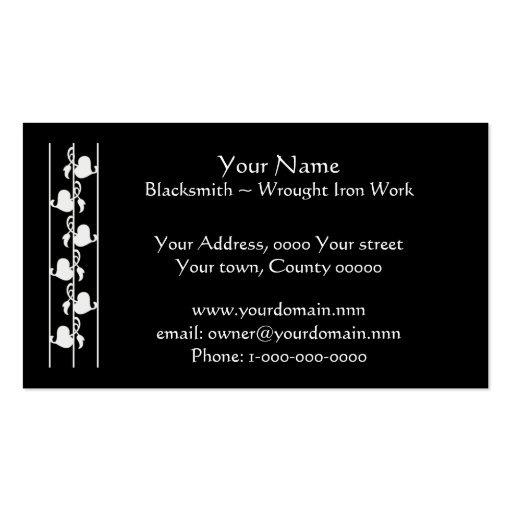 Blacksmith business card (back side)