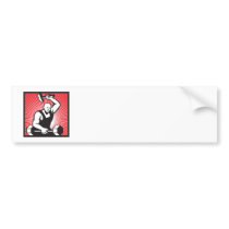 Blacksmith With Hammer Striking Barbell Bumper Stickers