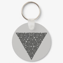 Blackwork Triangle Knot Keychain