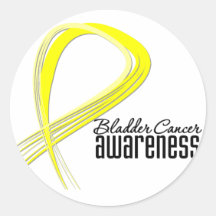 Bladder Cancer Awareness Grunge Ribbon Round Sticker