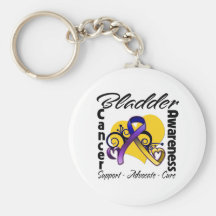 Bladder Cancer Awareness Heart Ribbon Key Chains