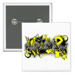 Bladder Cancer Fight Like A Girl Grunge Butterfly buttons