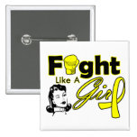 Bladder Cancer Fight Like A Girl - Retro Girl buttons