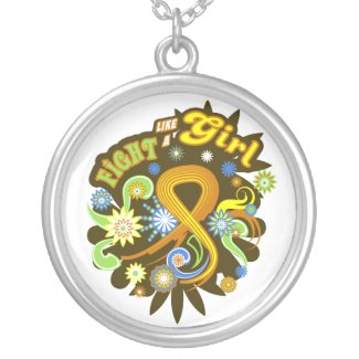Bladder Cancer Groovy Fight Like A Girl necklace