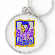 Bladder Cancer Hope Butterfly Portrait Keychain