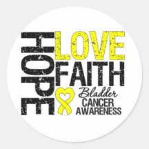 Bladder Cancer Hope Love Faith Round Sticker