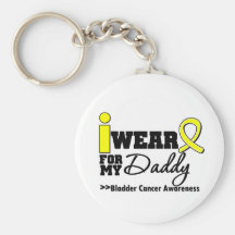 Bladder Cancer I Wear Yellow Ribbon For My Daddy Keychain