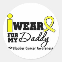 Bladder Cancer I Wear Yellow Ribbon For My Daddy Round Stickers