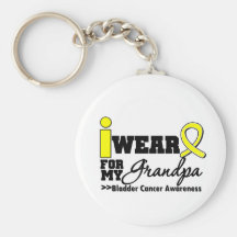 Bladder Cancer I Wear Yellow Ribbon For My Grandpa Key Chains